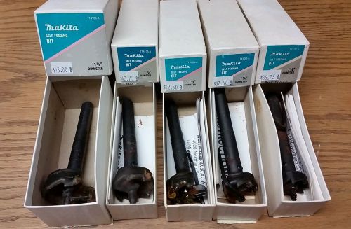 Lot (5) pcs of nos makita self feeding drill bits 1-1/8 thru 1-3/4&#034; for sale