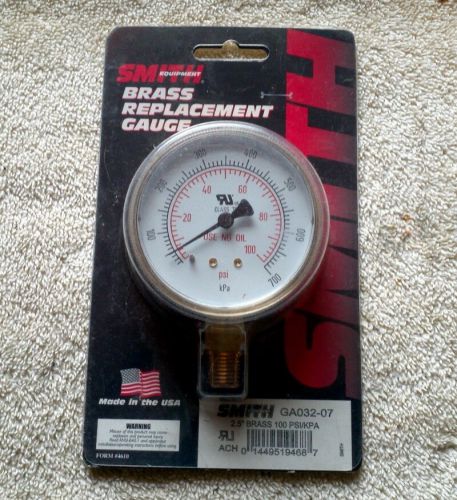 Smith GA032-07 2.5&#034; Brass Replacement Pressure Gauge, 400 PSI USA