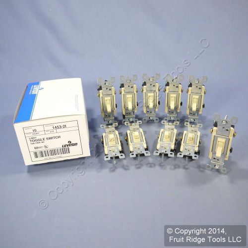 BRAND NEW! (BOX OF 10) LEVITON 1453-2I (3-WAY) IVORY TOGGLE SWITCHES