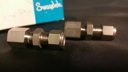 Swagelok SS-600-71-4 R1CQEA008B Bulkhead Female Connector 3/8&#034; Tube x 1/4&#034; LOT-2