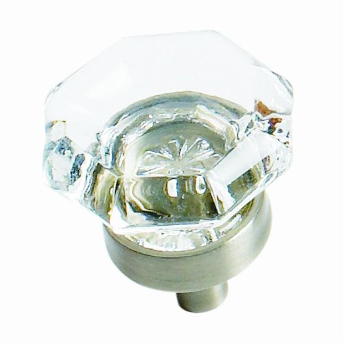 Amerock BP55266CG10 Traditional Classics Clear Glass Knob with Base Satin Nickel