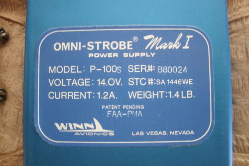 AIRCRAFT OMNI-STOBE MARK 1 POWER SUPPLY MODEL P-100S ONLY FROM WINN AVIONICS