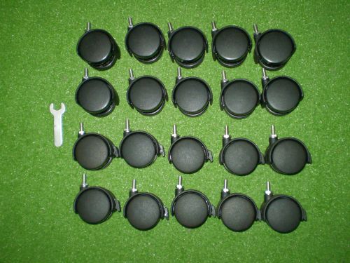 LOT of (20) Flat Black Hooded Furniture Caster -  Dual 2&#034; Wheel