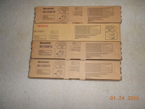 Lot of 4 Genuine Sharp MX-C40NTC  MX-C40NTM MX-C40NTY MX-C40NTB Toner