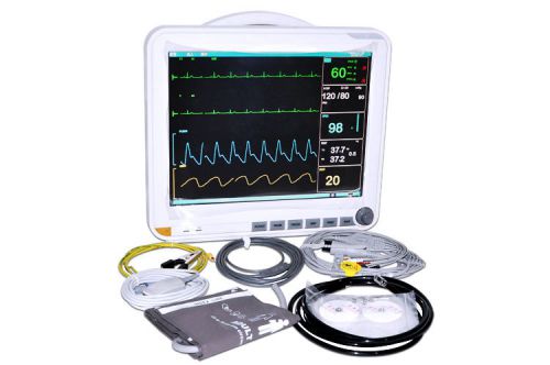 Digital 15&#039;&#039; icu 6-parameter vital sign patient monitor nibp spo2 ecg temp resp for sale