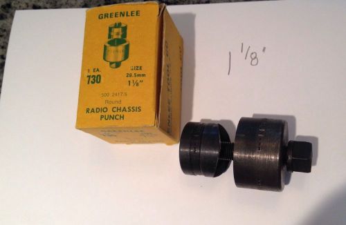 GREENLEE Model 730  1-1/8  Round Metal Radio Chassis Punch Set  # 500 2417.5