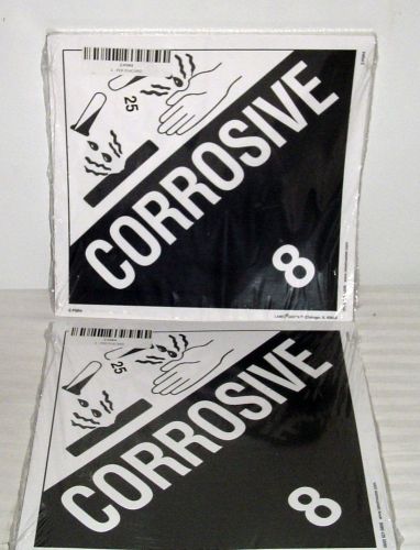 NEW~ Lot/QTY (50) Labelmaster  DOT Placards/Signs~CORROSIVE 8~Rigid Vinyl~Z-PSR4