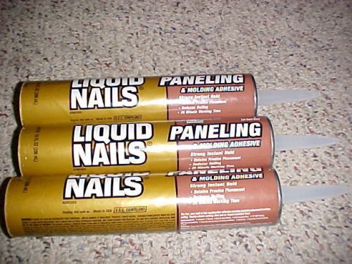 3 LIQUID NAILS PANELING MOLDING ADHESIVE INTERIOR 20 MINUTE FREE SHIPPING!