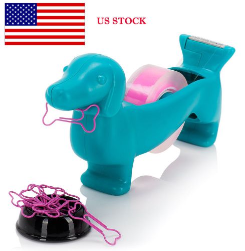 Desktop sausage dog tape dispenser including tape + paper clips for sale