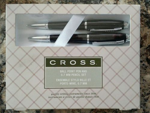 CROSS DUBAI Black Chrome ball point pen and mechanical pencil set NIB