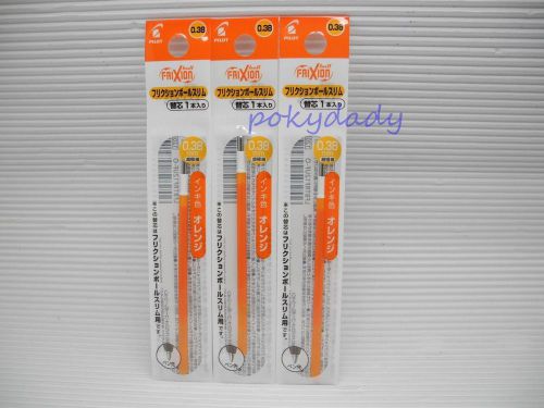 (3 orange refills pack) for PILOT FRIXION ball slim 0.38mm gel ink roller pen