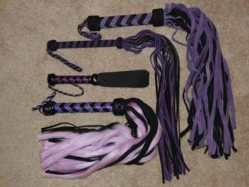 Lot *4* PURPLE POWER Flogger Whip Cat Slapper - Horse Training Tool Starter Pack