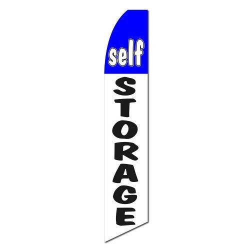 Self storage sign swooper flag 15ft feather super white/ blue banner made in usa for sale