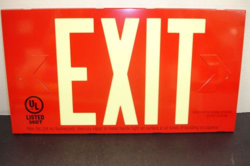 Glo brite 7012-b 8.25&#034;x15.25&#034; double sided eco exit sign for sale