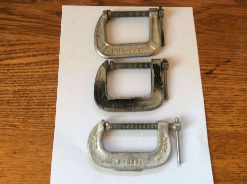 3 VINTAGE ADJUSTABLE C CLAMPS  #1415 - 1 1/2&#034; #1420 - 2&#034;