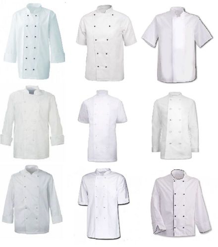 WHITE CHEFS JACKETS, FULL/HALF SLEEVES, VARIETY OF STYLES, KITCHEN COAT WHITES