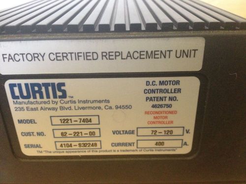 Curtis 1221-7404 EV DC Motor Controller 400 Amp 72-120 VDC Electric Vehicle