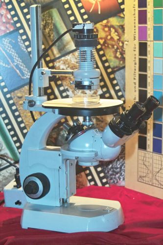 Carl zeiss invertoscope d-&#034;plankton&#034; microscope with phase contrast optics for sale