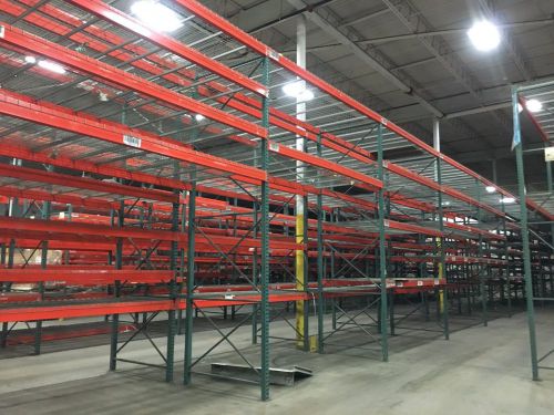 10 SECTIONS TEARDROP STYLE PALLET RACK 120&#039; L X 16&#039;T X 60&#034; DEEP , CLEAN RACKING