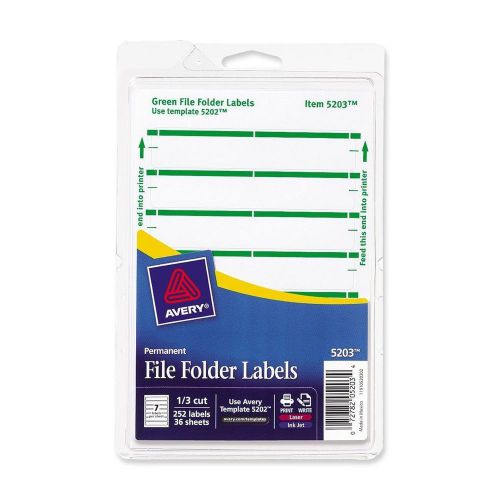 3 PACKS OF GENUINE Avery 5203 Print or Write File Folder Labels, 1/3 Cut - Green