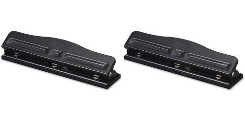 Officemate Adjustable Three Hole Punch Black (90095) 2 Packs