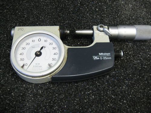 MITUTOYO-INDICATING MICROMETER- METRIC- RANGE 0-25MM X .001MM-(ITEM S10)