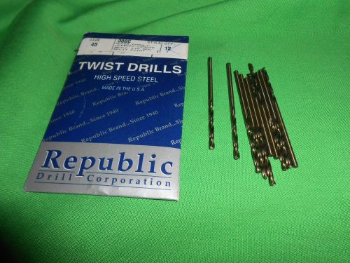 Lot of 12 Republic  #48 Cobalt  Jobber Length Drills USA