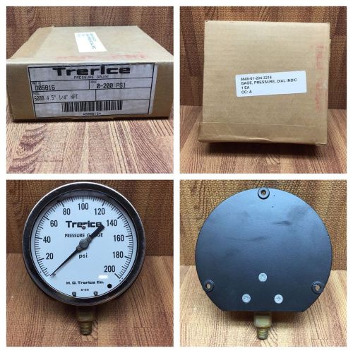 Trerice 600b 4.5&#034; 1/4&#034; npt 0-200 psi pressure gauge 6685012043218 52-2216 for sale