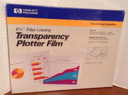 SEALED HP 8.5&#034;x11&#034; TRANSPARENCY PLOTTER FILM 8.5&#034; EDGE LOADING 50 SHEETS 17700T