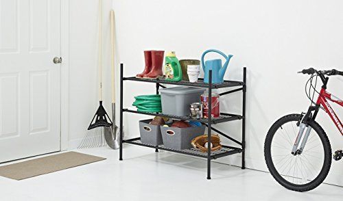 Cosco Folding 3-Wire Shelf Freestanding Storage Unit  Black