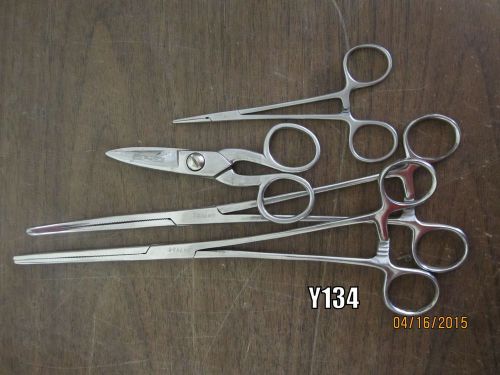 Mixed Lot: Equine/Large Animal Forceps 14&#034; Long &amp; 5&#039;&#039; Forceps &amp; 5&#039;&#039; Scissors