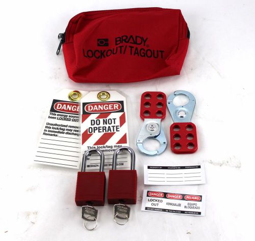 Brady lockout kit 8 piece 2 locks red electrical portable keyed alike 105969 2w* for sale