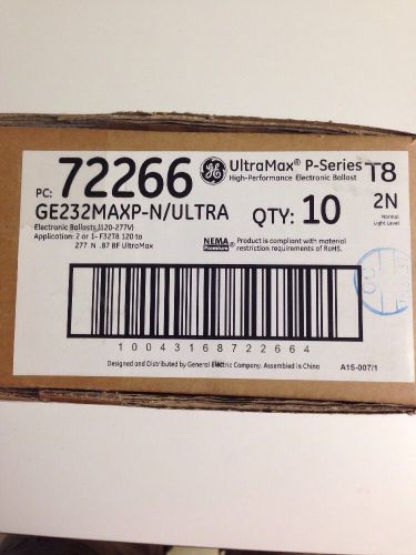 Lot of (10) GE Lighting 72266 GE232MAXP-N/Ultra 120-277V ElectronicT8 Ballast