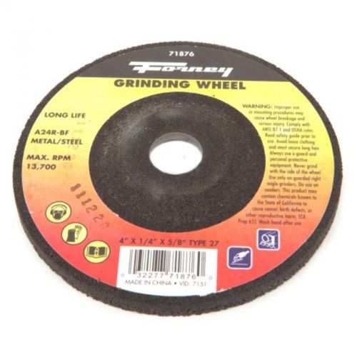 Metal Type 27 Grinding Wheel With 5/8&#034; Arbor, A24R-Bf, 4&#034;-By-1/4&#034; Forney 71876