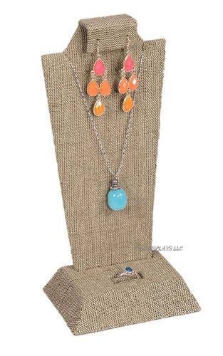 MODERN BURLAP COMBINATION EARRING PENDANT RING MINI DISPLAY SET JEWELRY DISPLAYS