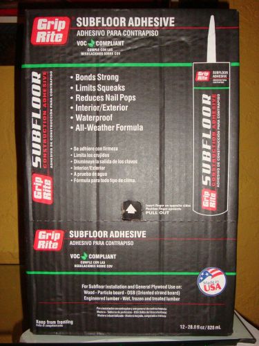 Carton of 12 Tubes (336 Oz.) of Grip Rite Polyurethane Construction Adhesive