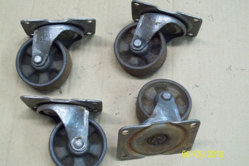 Lot of 4 Antique Vintage Industrial Factory Caster Wheels