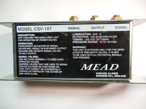 MEAD CSV-107 Anti-Tiedown Two-Hand Logic Unit FREE U.S. SHIPPING