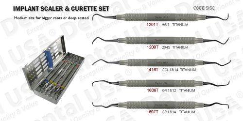 Dental Implant Scaler / Curettes Set of 5 with cassette by Dental USA SISC