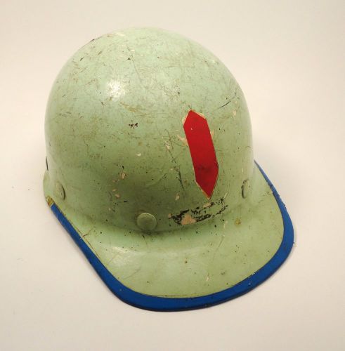 Vtg SuperGlas FibreMetal Safety Hard Hat Green Fiberglass w/ Liner Hardhat