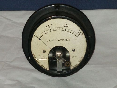 Vintage General Electric Milliamperes 0 - 750 Meter Gauge