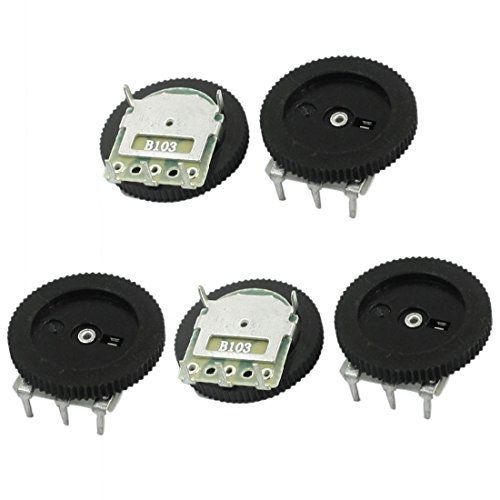 5Pcs 16mmx2mm 10K ohm Stereo Volume Control Wheel Potentiometer B103