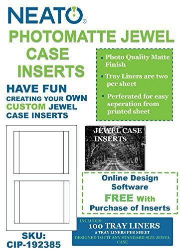 Neato photomatte jewel case inserts, 100 tray liners, cip-192385 - online design for sale