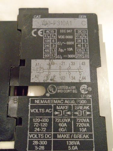 ALLEN BRADLEY CONTACTOR RELAY 700-F310A1