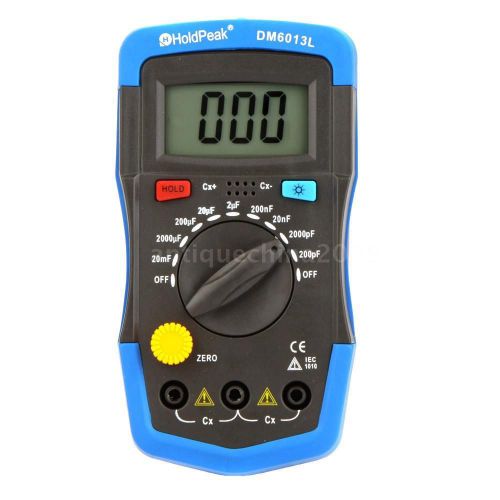Dm6013l data hold lcd backlight 1999 counts digital capacitance meter capacitor for sale