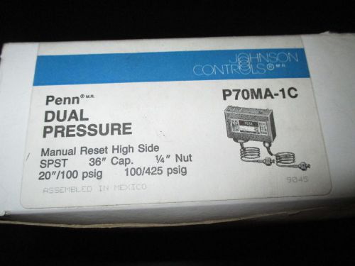 Johnson Controls Electromechanical Dual Pressure Control P70MA-1C BRAND NEW!