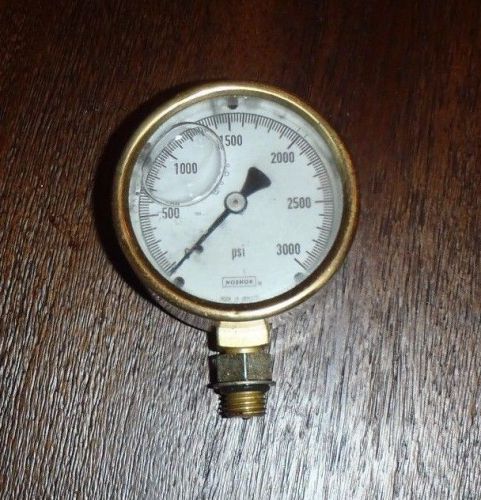 Noshok liquid filled 3000 psi gauge gage metal industrial shop steampunk vtg for sale