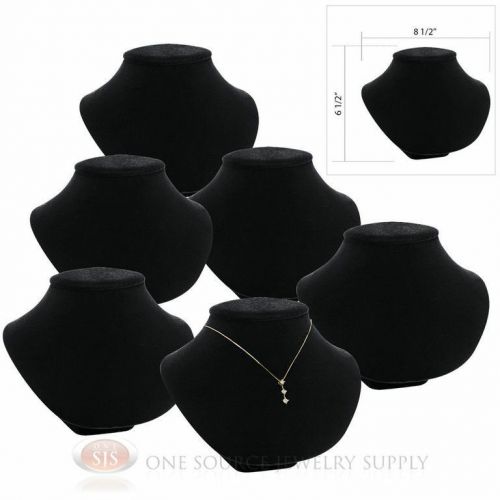 (6) 6 1/2&#034; Pendant Necklace Black Velvet Neck Form Jewelry Presentation Displays