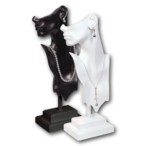 Lot of 4 Poly-Resin Earring Necklace Combo Display Stand Mannequins 2ea blk/wht