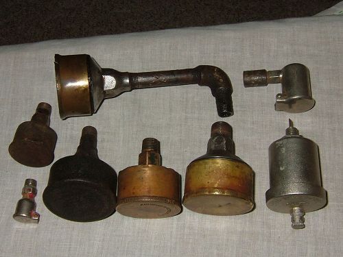 8 hit &amp; miss engine grease cups, brass &amp; iron, large &amp; small for sale